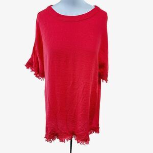 JODIFL Women's SZ L NWT Red Fringe Tunic Dress Round‎ Neckline Swim Coverup